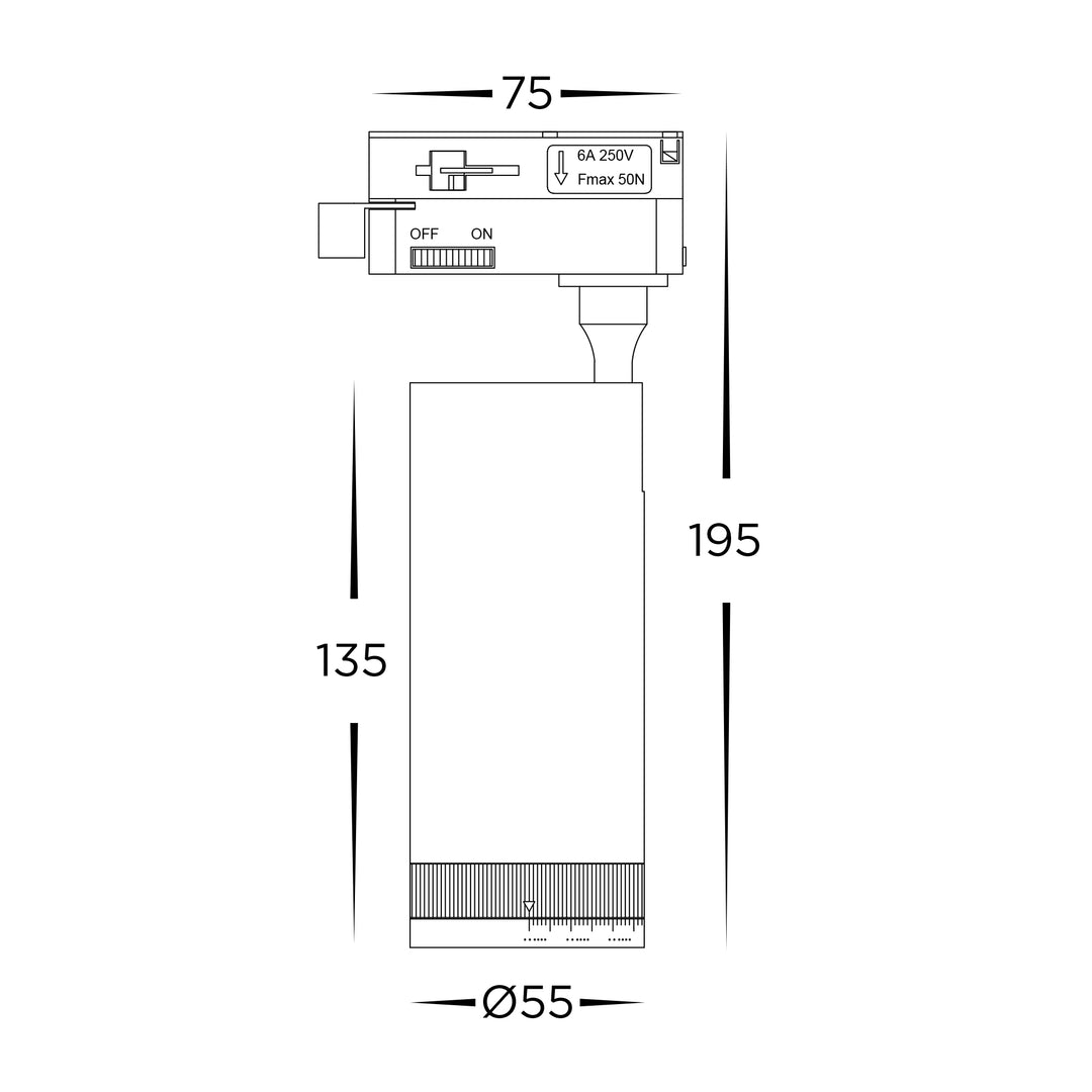 HCP-1031015 - Single Circuit 10W Adjustable Beam Angle White Track Head