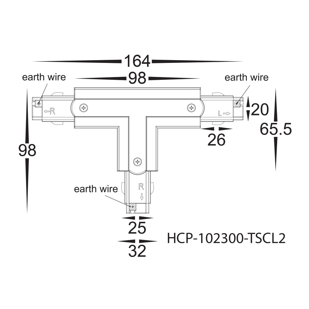 HCP-102300-TSC - Black Three Circuit T-Shape Connector
