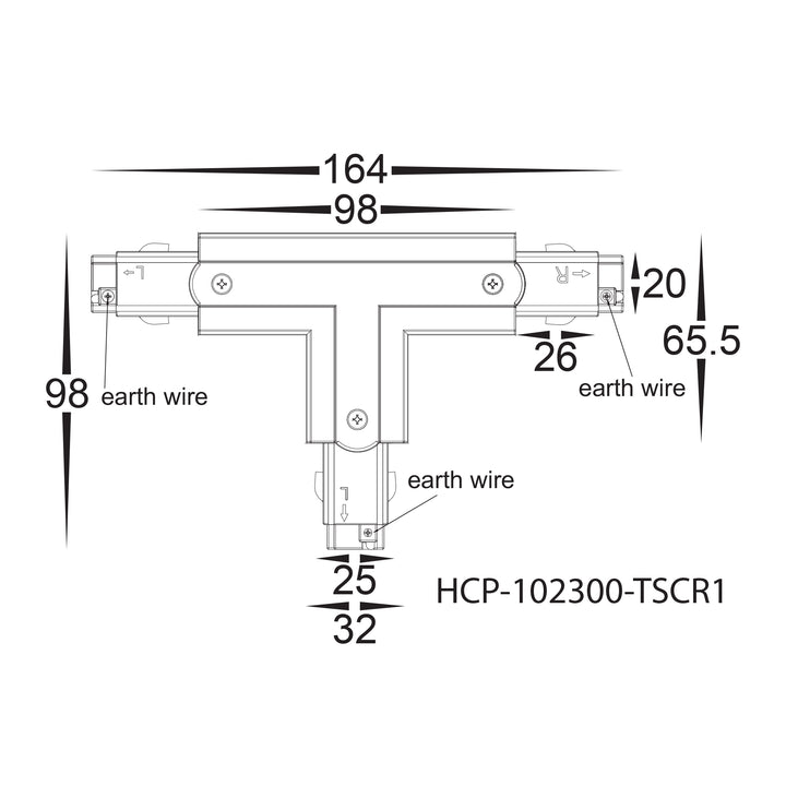 HCP-102300-TSC - Black Three Circuit T-Shape Connector