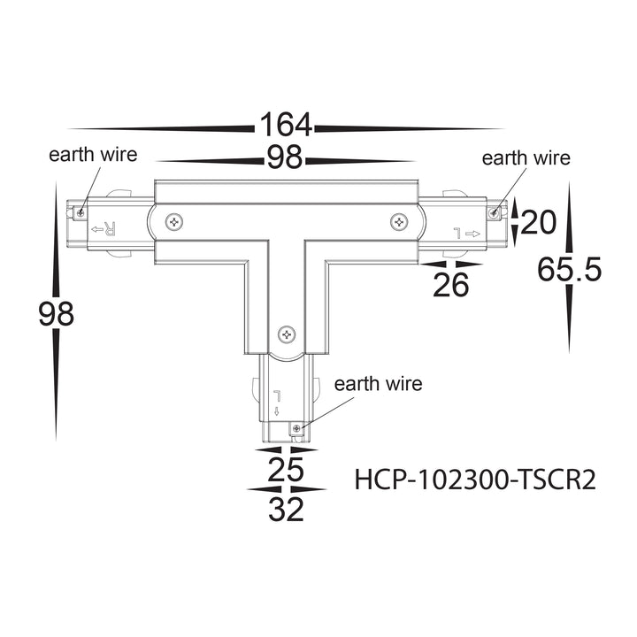 HCP-102300-TSC - Black Three Circuit T-Shape Connector