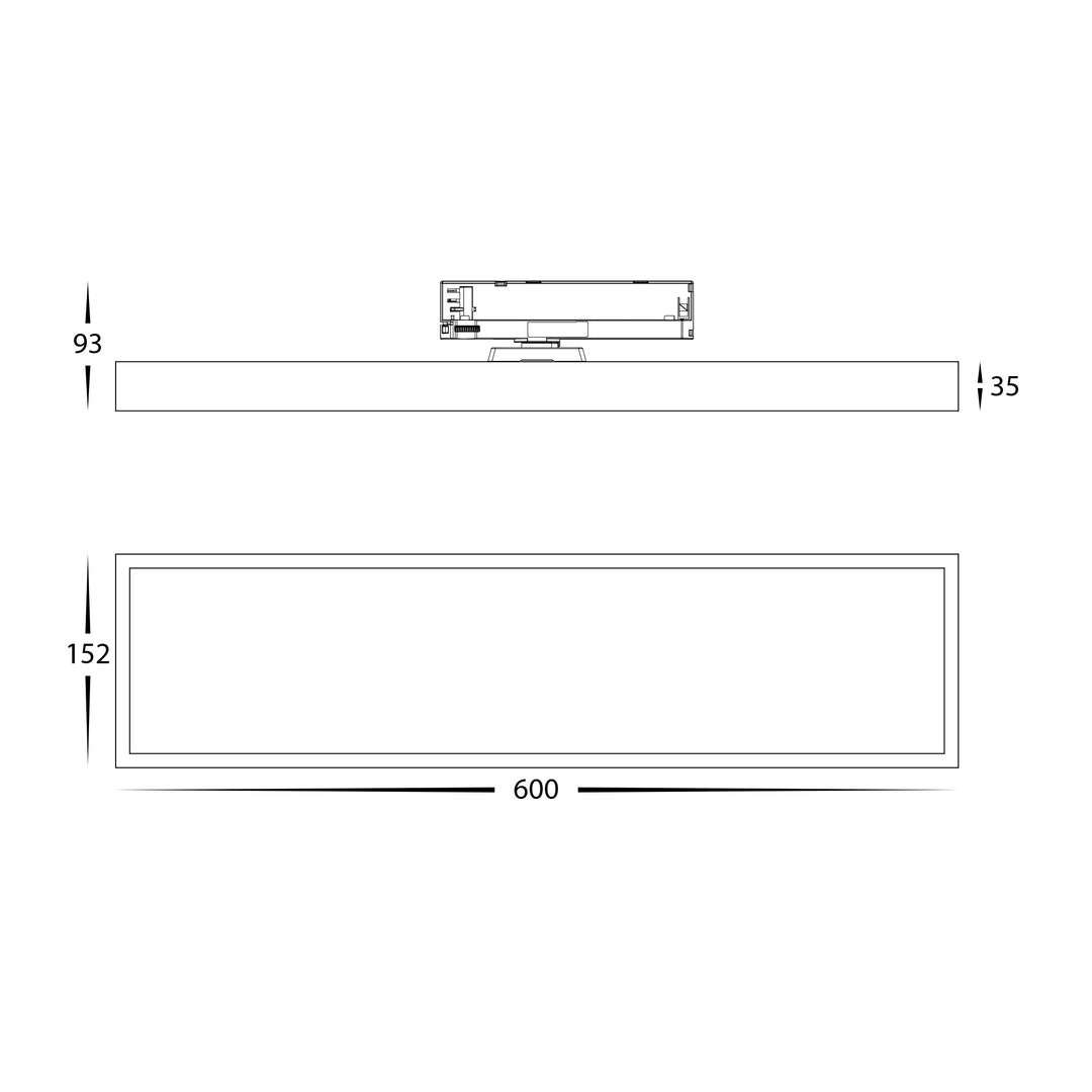HCP-1023401 -  Black Three Circuit 600mm 15w Dimmable Track Light
