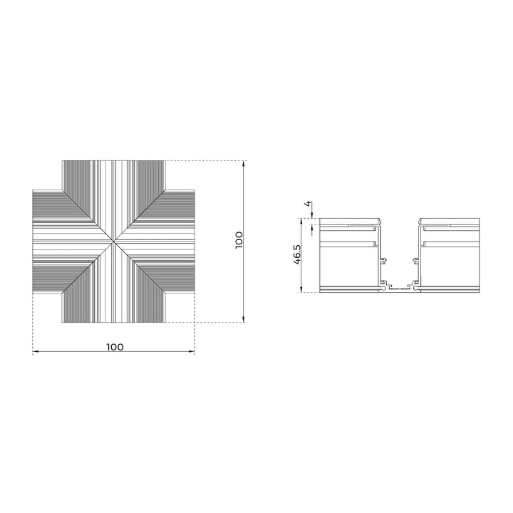 HCP-10291-RP-XSC -  Black X Shape Joiner to suit Recessed Deep Low Voltage Track