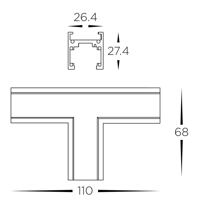 HCP-10291-SE -TSC -  Black T Shape Joiner to suit Shallow Low Voltage Track