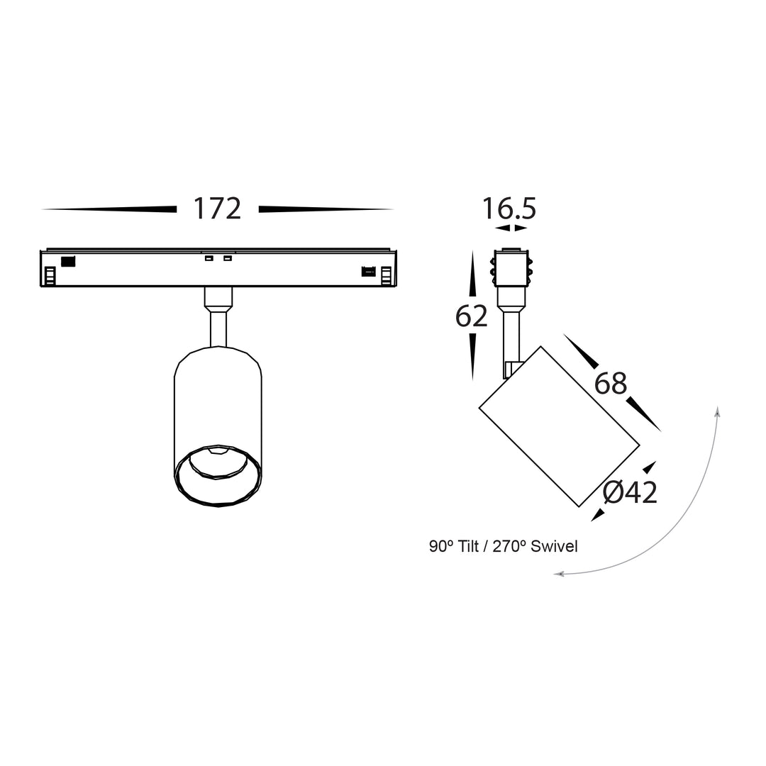 HCP-1029101 -  6w 48v DC Track Light to suit Low Voltage Track System
