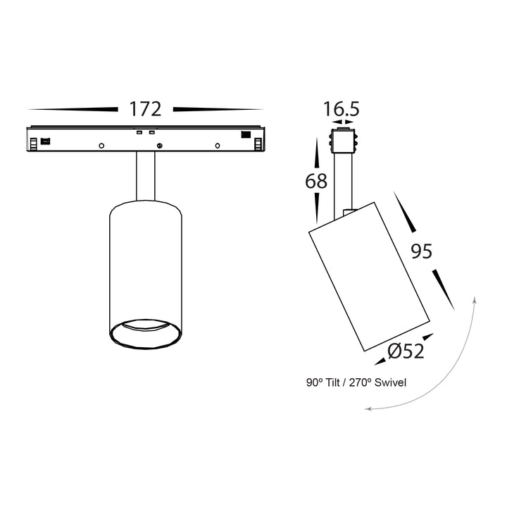 HCP-1029102 -  10w 48v DC Track Light to suit Low Voltage Track System