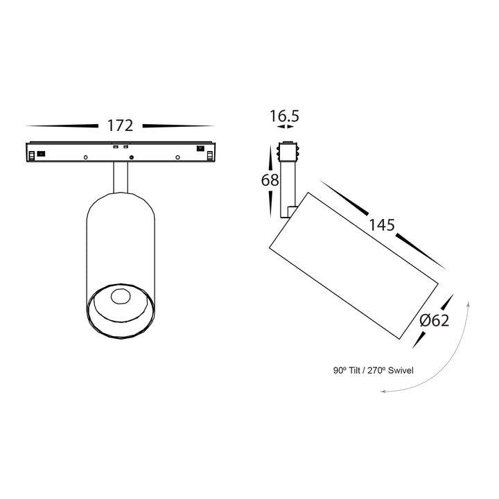 HCP-1029103 -  15w 48v DC Track Light to suit Low Voltage Track System