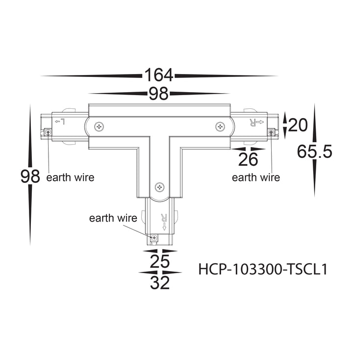HCP-103300-TSC - White Three Circuit T-Shape Connector