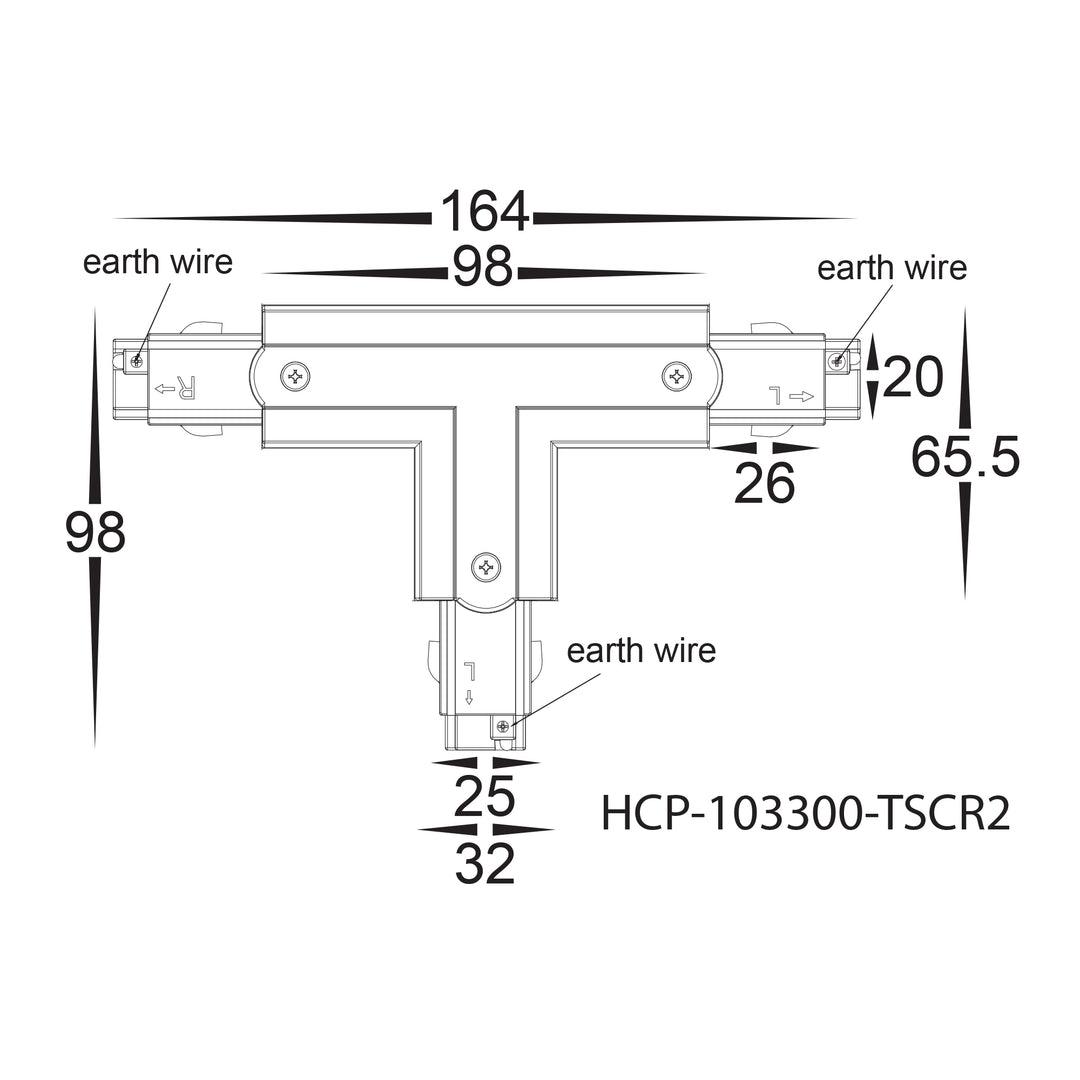 HCP-103300-TSC - White Three Circuit T-Shape Connector