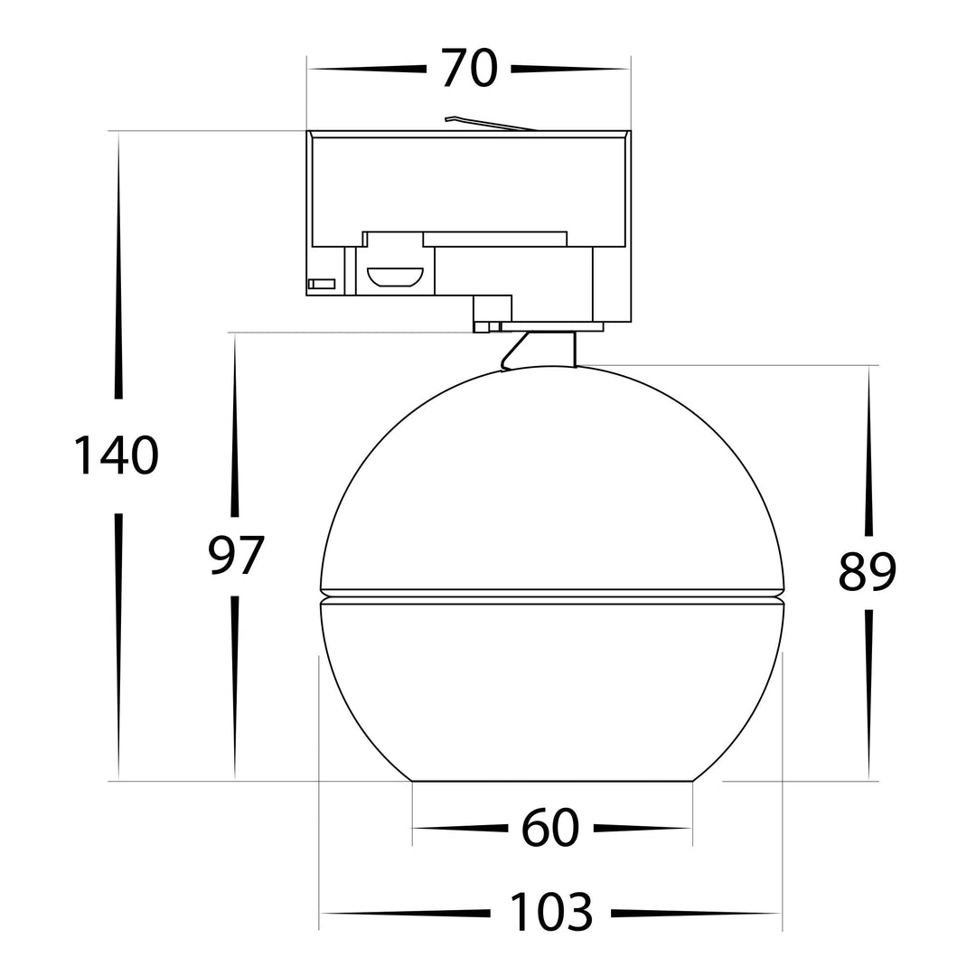 HCP-1031912 - Ondo Single Circuit 6w or 9w Tri Colour Dimmable White Track Head
