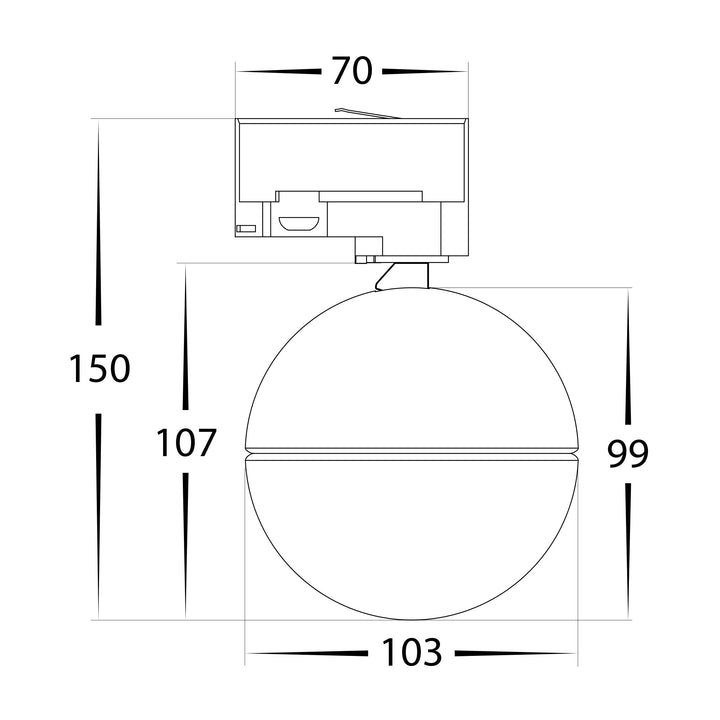 HCP-1031913 - Ondo Single Circuit 6w or 9w Tri Colour Dimmable White Track Head