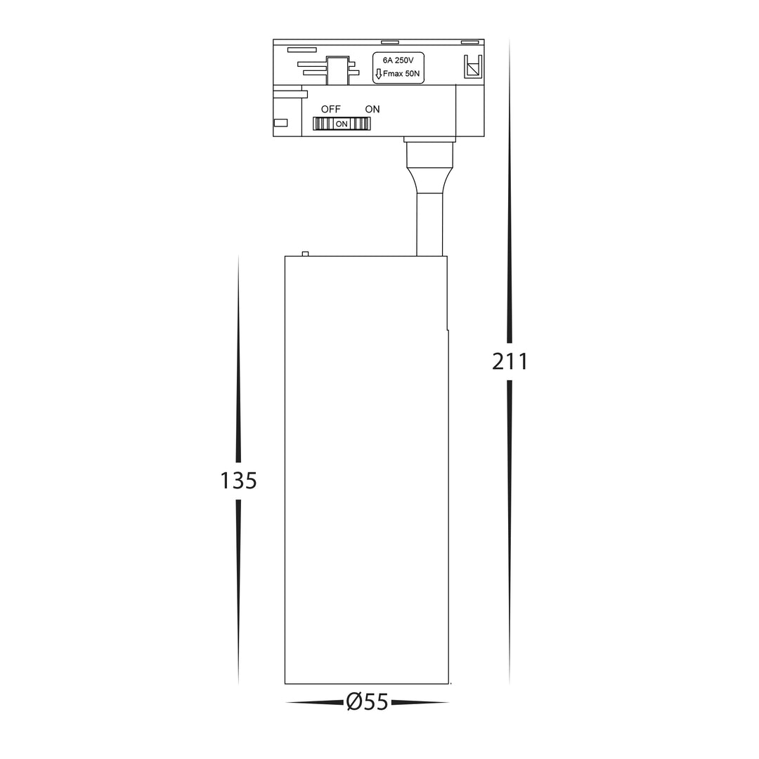 HCP-1021011 - Single Circuit 10W Dimmable Black Track Head