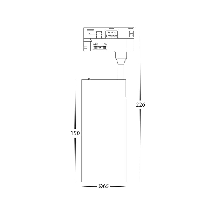 HCP-1022004 - Single Circuit 20W Dali Dimmable Black Track Head