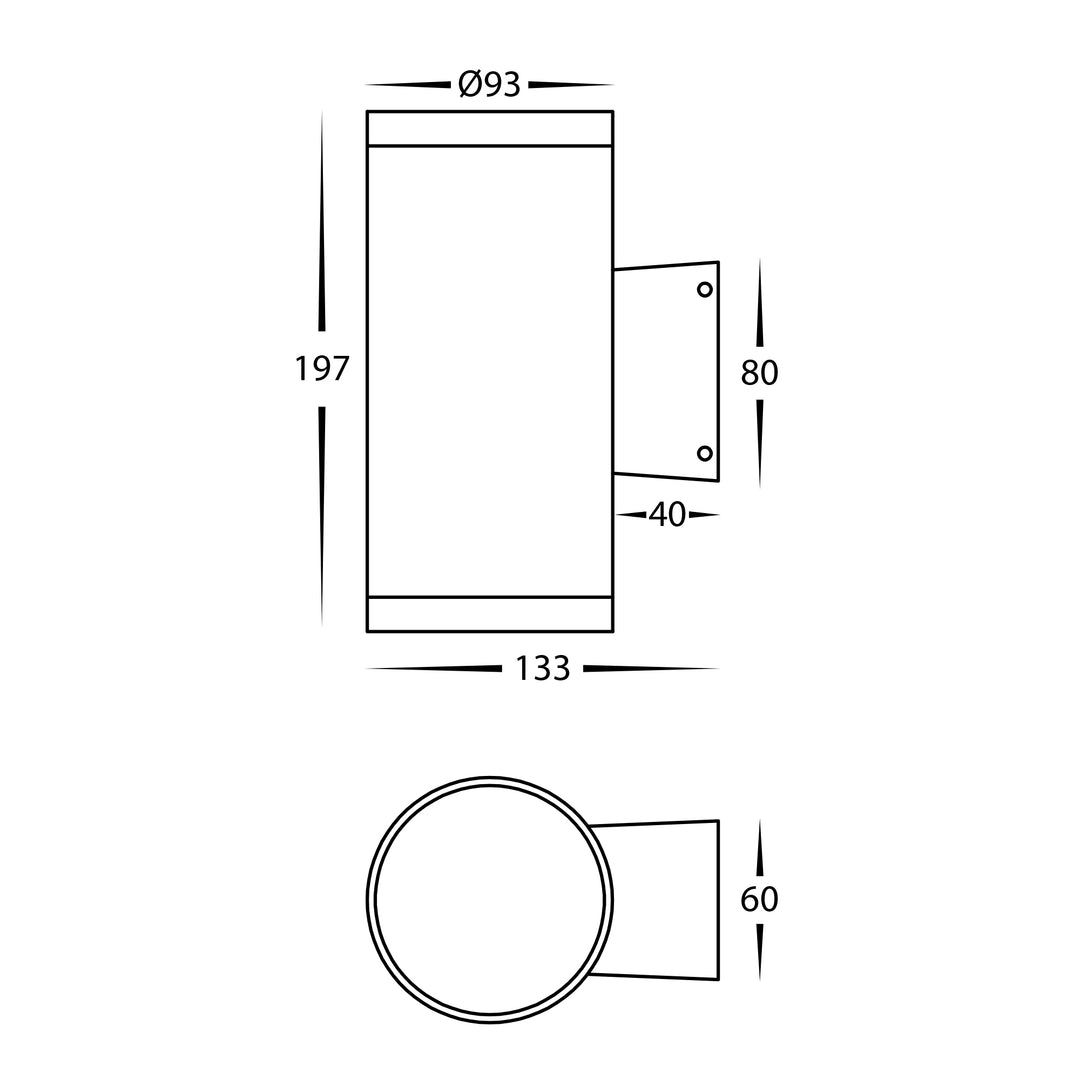 HCP-212160 - Black 2x 8w Up &amp; Down LED Wall Light