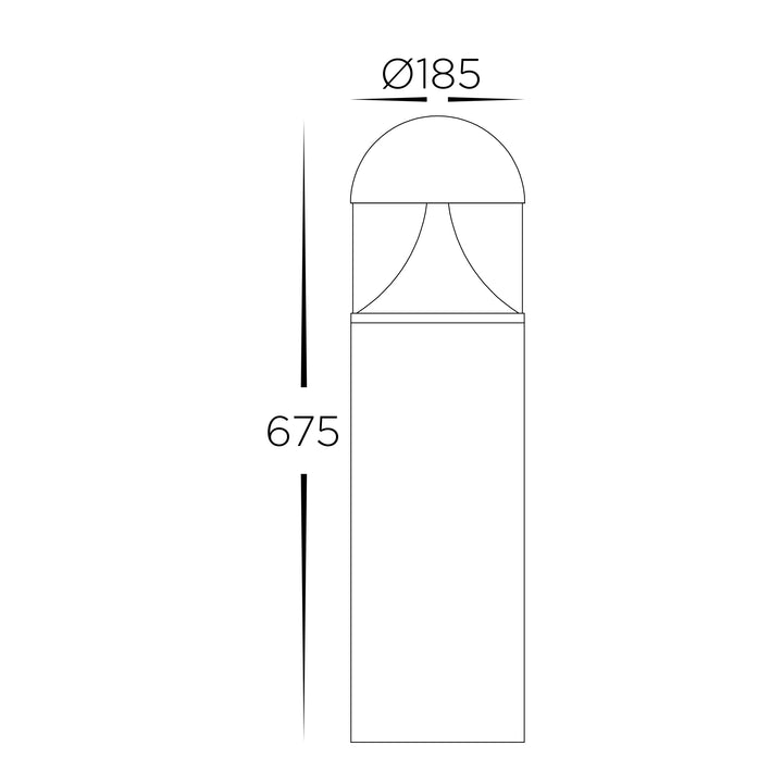HCP-262350 - 675mm 24w Large Black LED Bollard Light