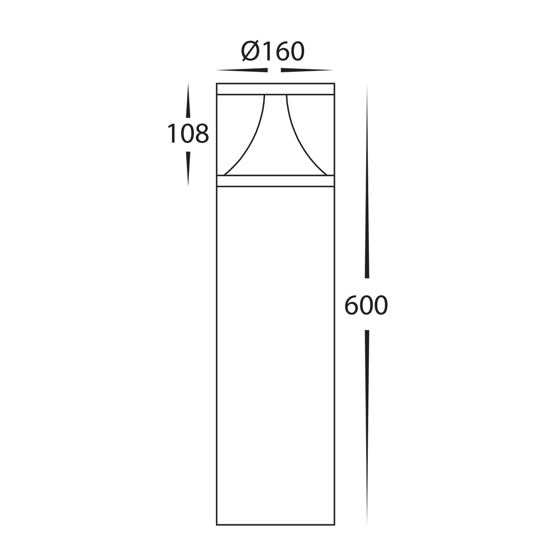 HCP-262530 - 600mm 18w Large Black LED Bollard Light