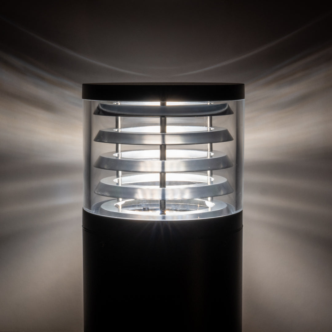 HCP-262540 - 600mm 18w Large Black Louvred LED Bollard Light