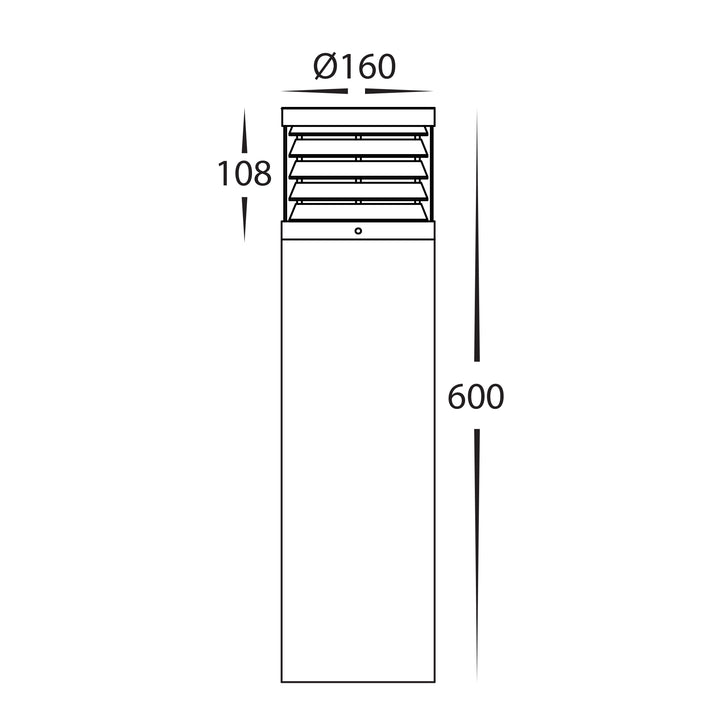 HCP-262540 - 600mm 18w Large Black Louvred LED Bollard Light