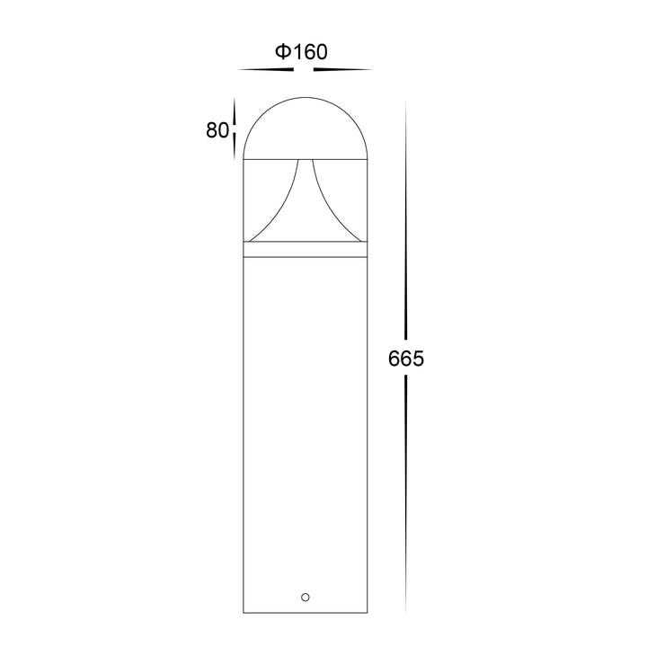 HCP-262550 - 665mm 18w Large Black LED Bollard Light