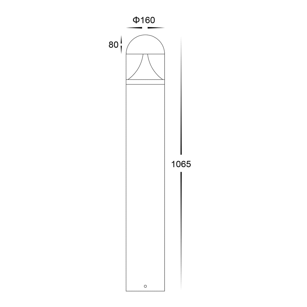 HCP-262650 - 1065mm 18w Large Black LED Bollard Light
