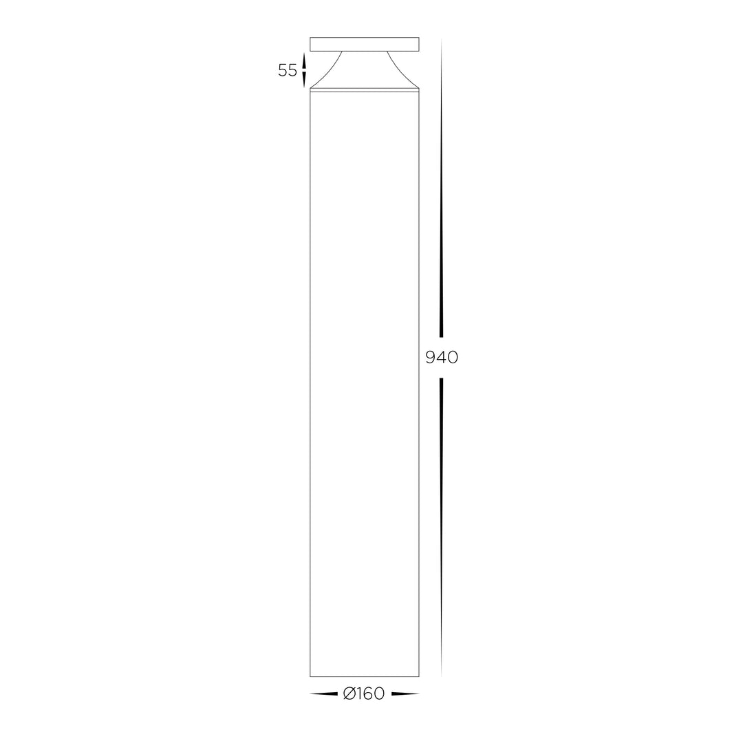 HCP-262660 - 940mm 18w Black LED Bollard Light