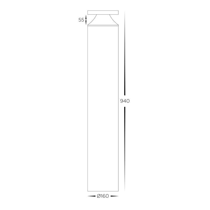 HCP-262660 - 940mm 18w Black LED Bollard Light