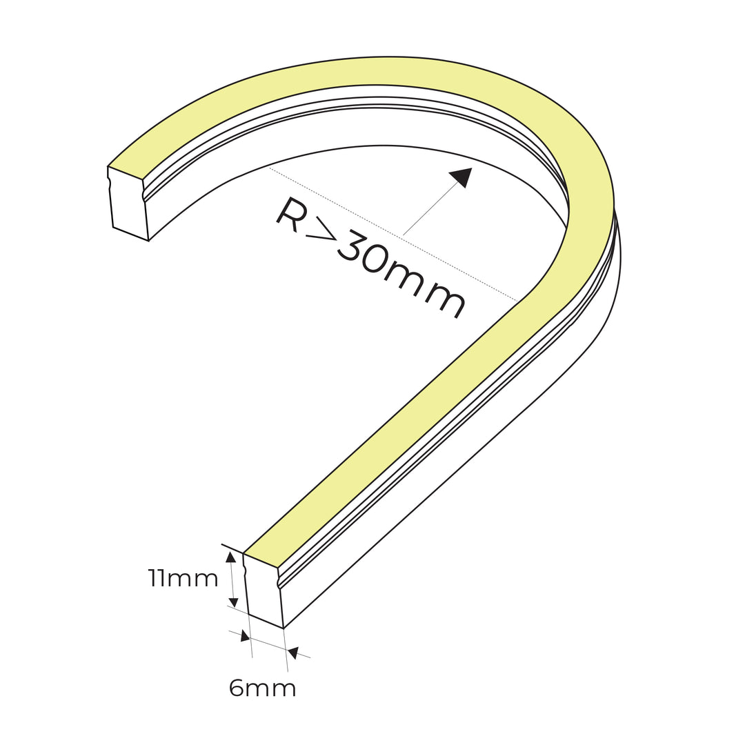HCP-37606112 - 7.2w 24v DC 15m 2700K IP67 Side Bend HaviFlex Flexible Neon LED Strip