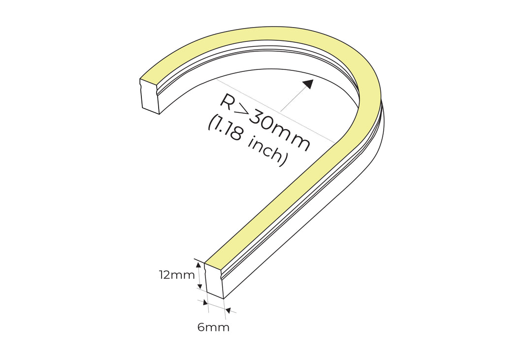 HCP-36606123 - 9.6w 24v DC 3000K IP67 Side Bend HaviFlex Flexible Neon LED Strip