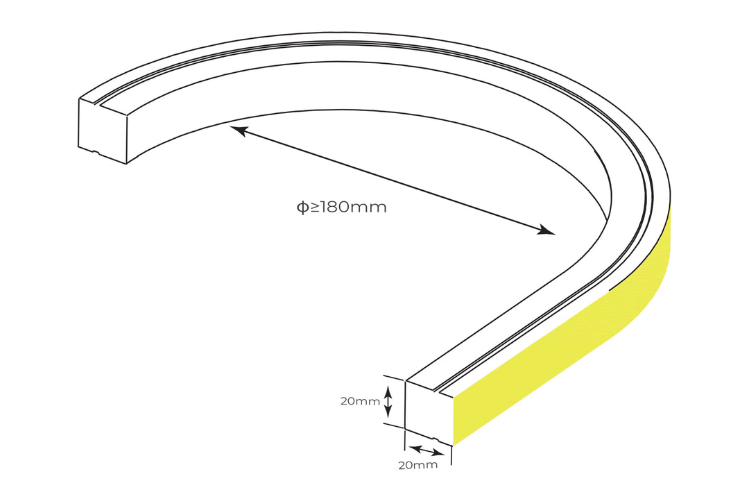 HCP-36620202 - 18w 24v DC 2700K IP67 Top Bend HaviFlex Flexible Neon LED Strip