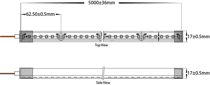 HCP-3761500 - 15w 24v DC RGBCW IP67 Top Bend HaviFlex Flexible Neon LED Strip