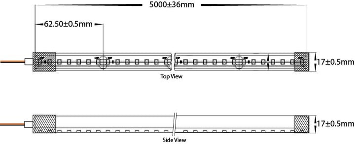 HCP-3761500 - 15w 24v DC RGBCW IP67 Top Bend HaviFlex Flexible Neon LED Strip