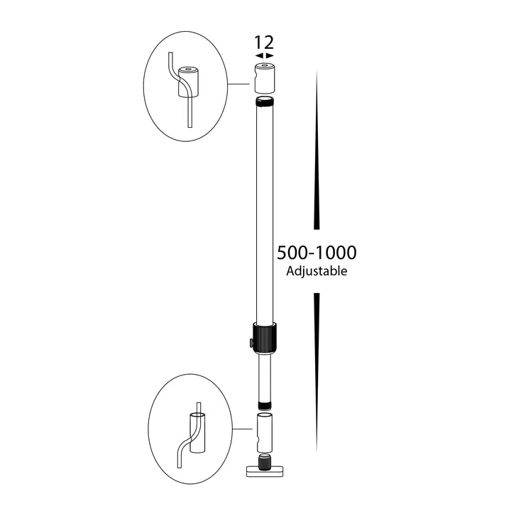 HCP-602100-1MROD | HCP-602100-2MROD - Black Aluminium Rod to suit Linear Modules
