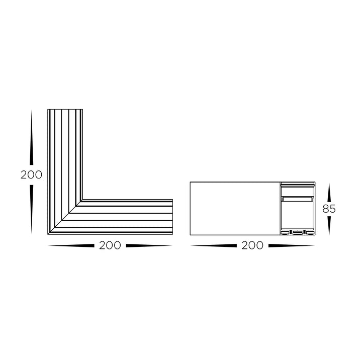 HCP-602100-L - Black L Shape Connector to suit Linear Modules