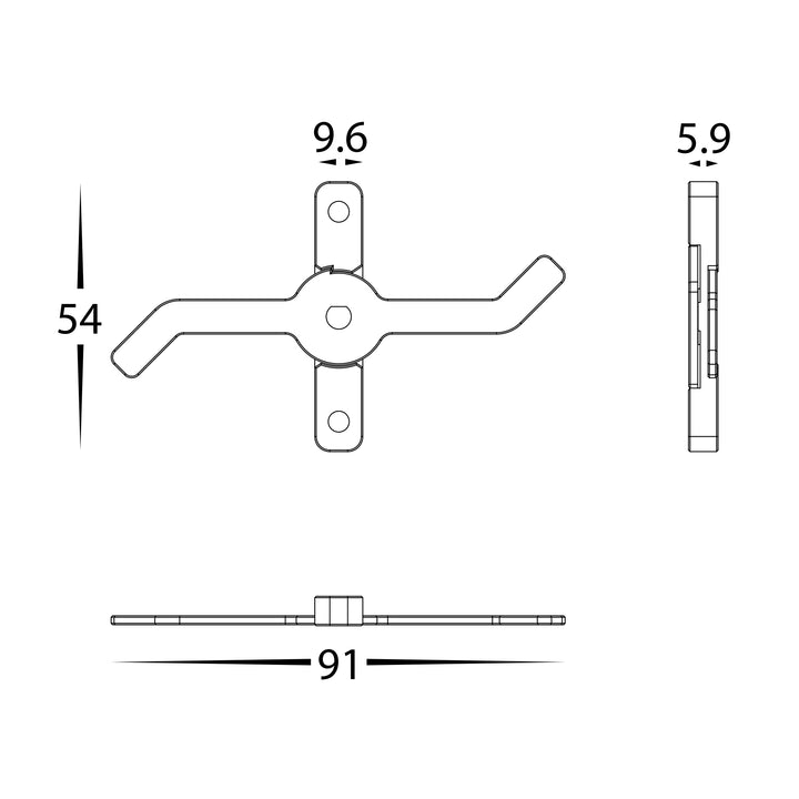 HCP-602100-SM - Surface Mount Clips to suit Linear Modules Aluminium Profile
