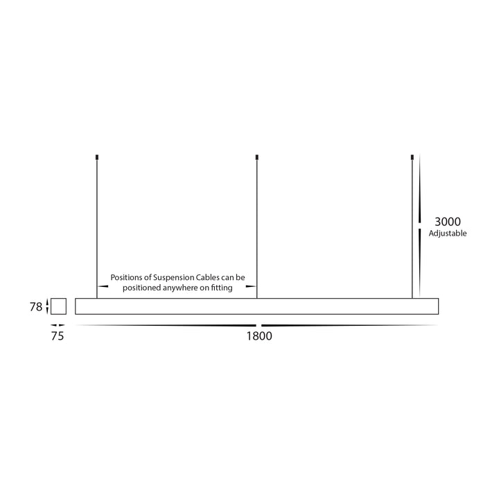 HCP-602722 | HCP-602724 - Black 1800mm 72w TRI Colour Proline Extension