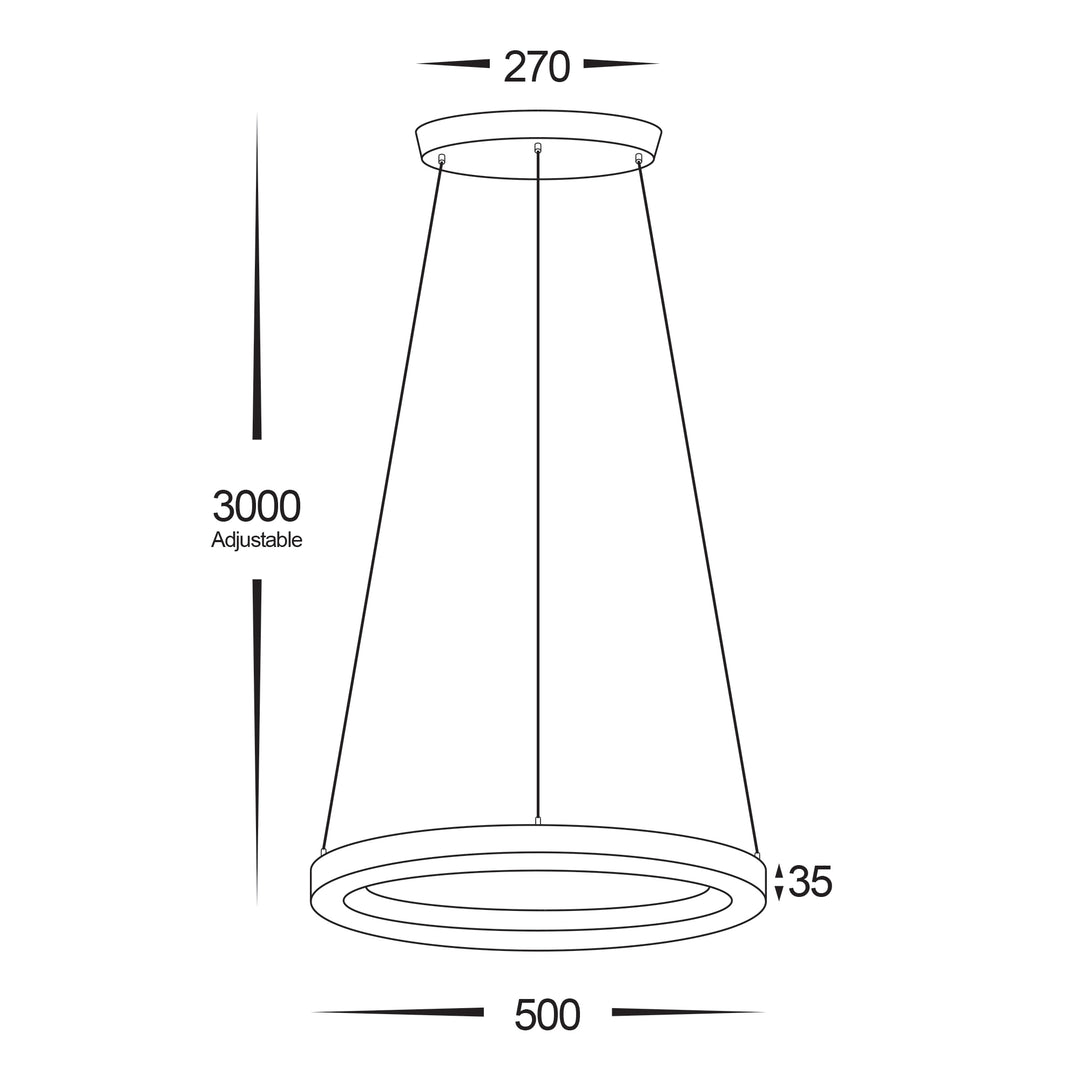 HCP-642120 / HCP-642123 / HCP-642124 - Black 500mm 25w Circa Pendant