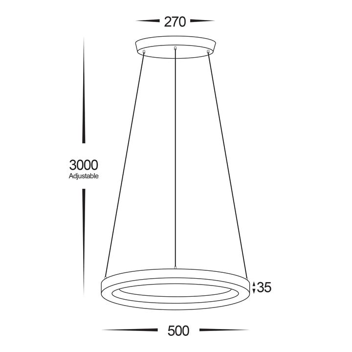 HCP-643120 / HCP-643123 / HCP-643124 - White 500mm 25w Circa Pendant