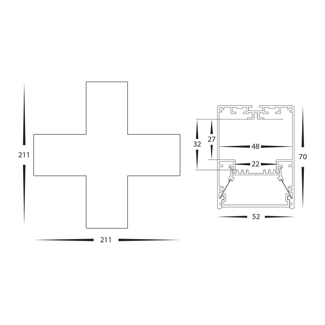 HCP-6035270-X - White 11w X-Shape TRI Colour Proline Connector
