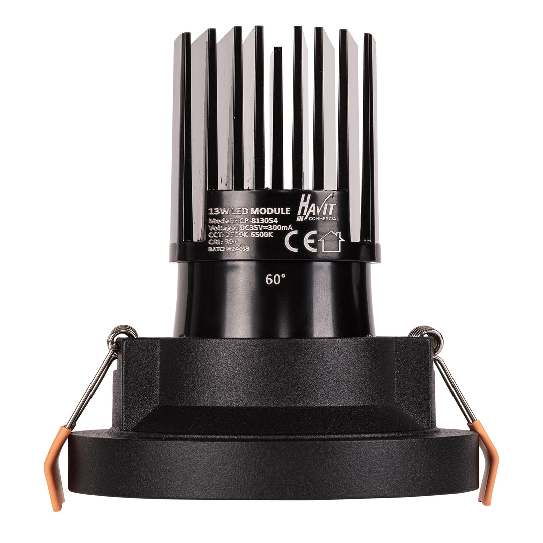 HCP-81228153 | HCP-81248153 - Black Round Fixed 13w D2W Recessed LED Downlight