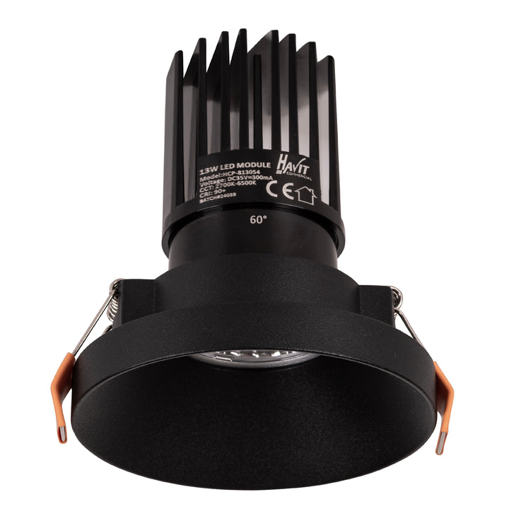 HCP-81251513 - Black Round 13w Dali Tunable Recessed LED Downlight