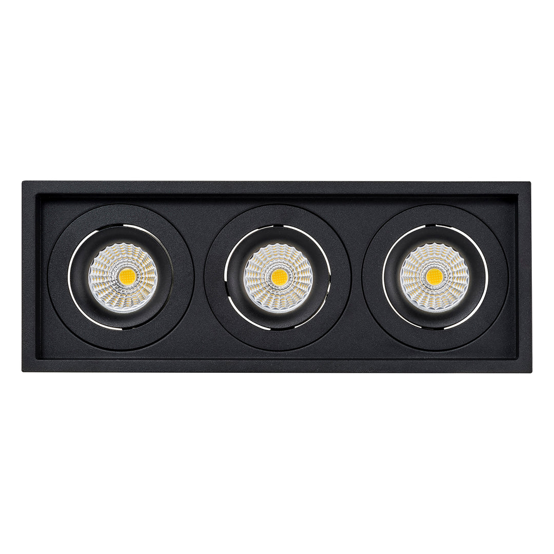 HCP-81291237 | HCP-81291247 - Black Square Recessed Tilt 3 x 7.2w Recessed LED Downlight