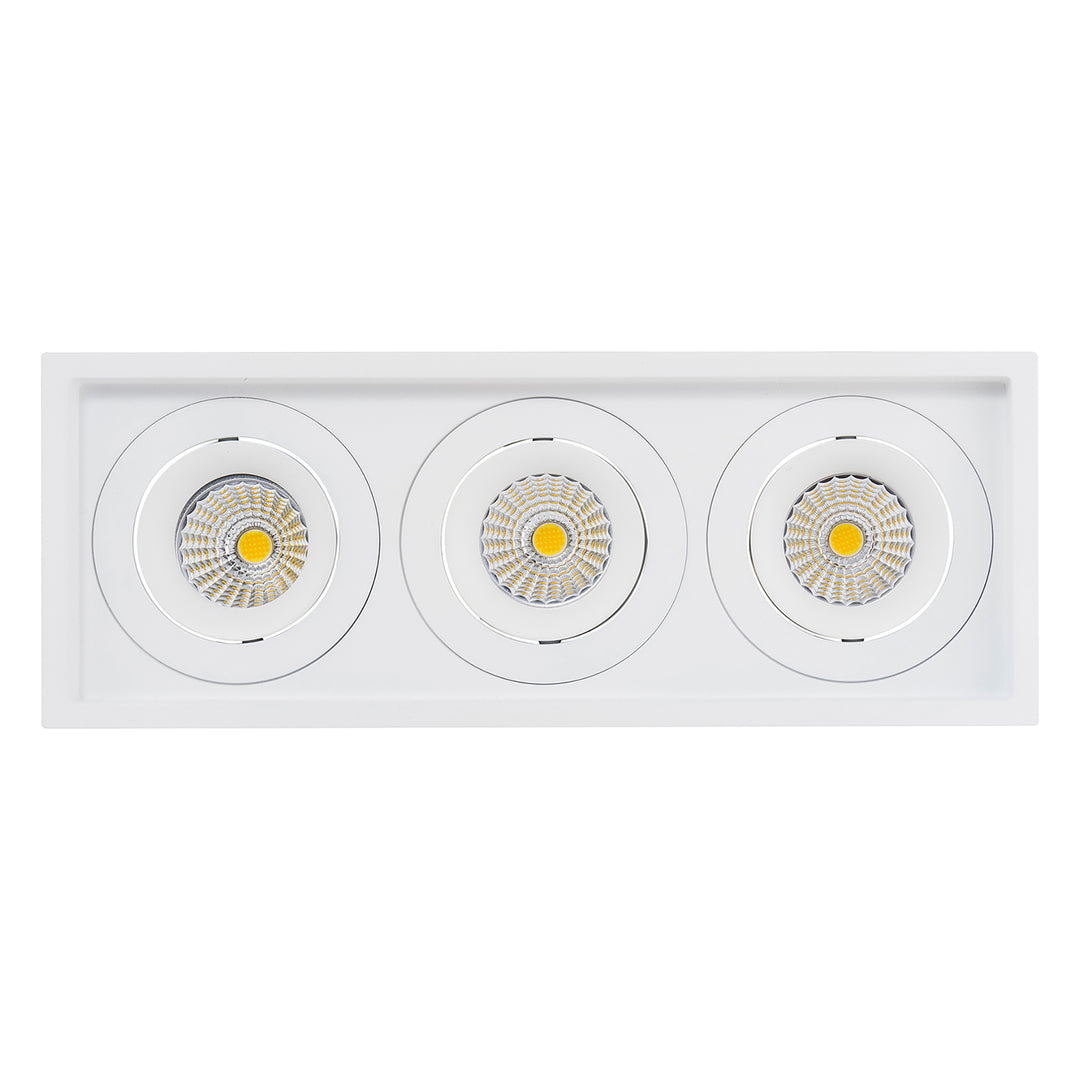 HCP-81391237 | HCP-81391247 - White Square Recessed Tilt 3 x 7.2w Recessed LED Downlight