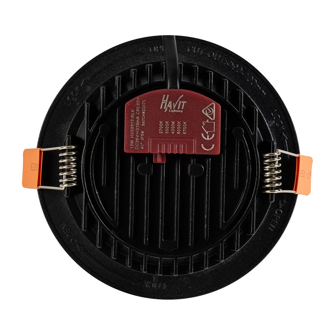 HCP-8421204- Black Semi Deep 13w 5 Colour Recessed LED Downlight