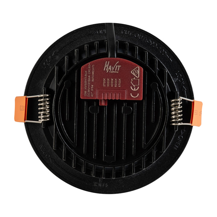 HCP-8421204- Black Semi Deep 13w 5 Colour Recessed LED Downlight