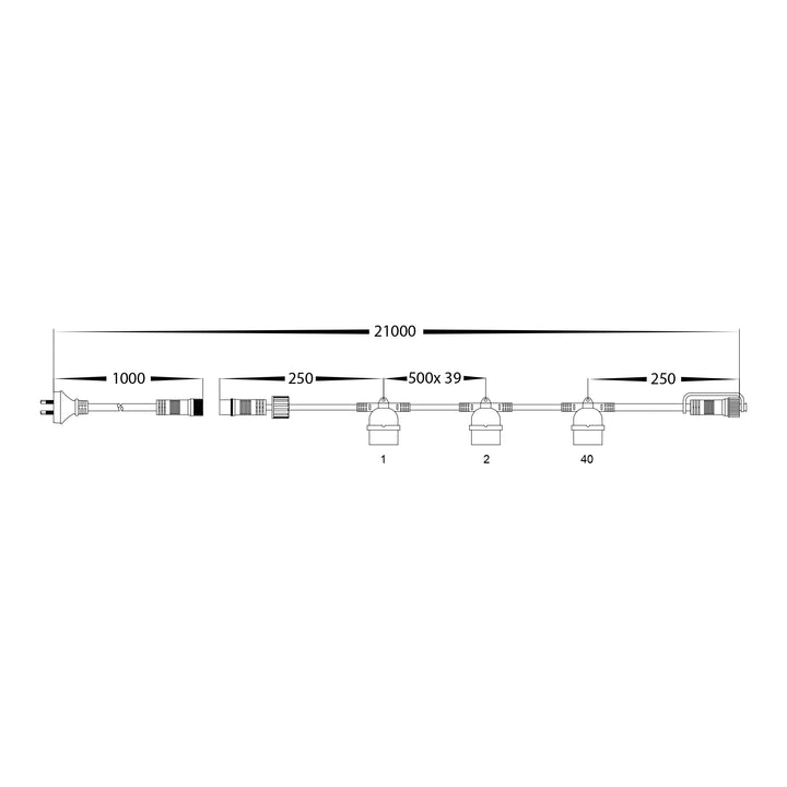 HCP-9222112 - 20m 2700k 40 Light Festoon Light