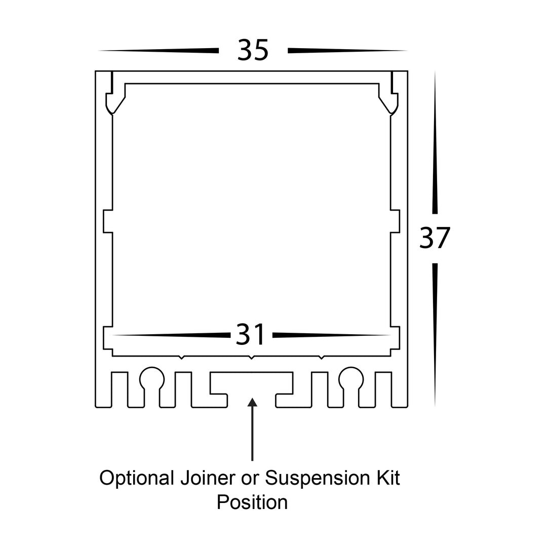 HCP-4433537 - White Square Suspended Aluminium Profile