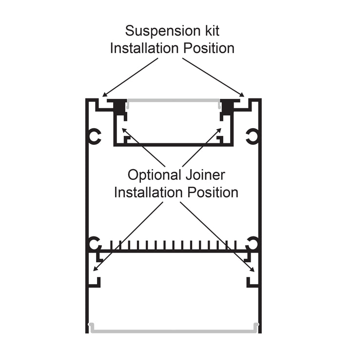 HCP-4426080 - Black Square Up &amp; Down Suspended Aluminium Profile