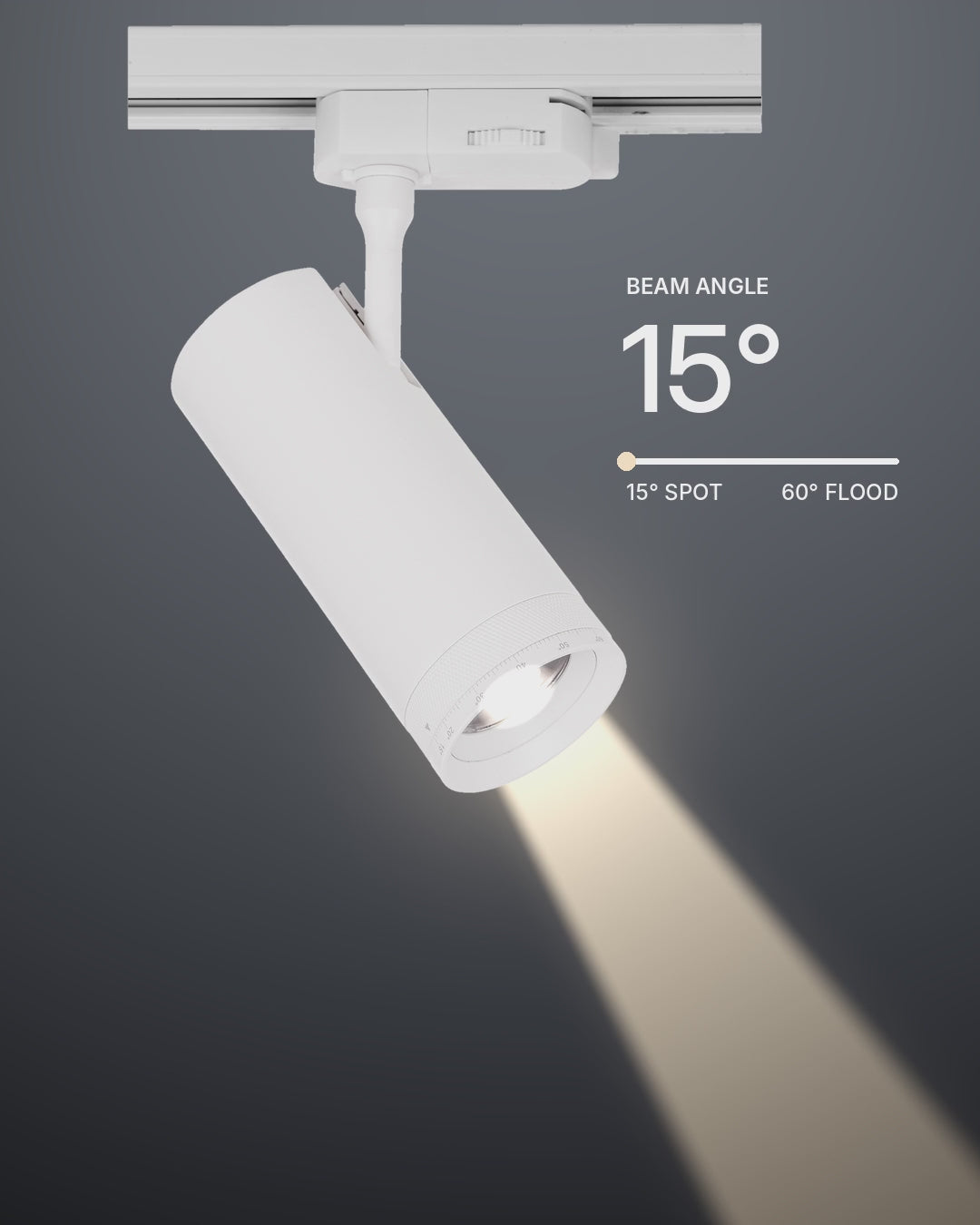 HCP-1031015 - Single Circuit 10W Adjustable Beam Angle White Track Head