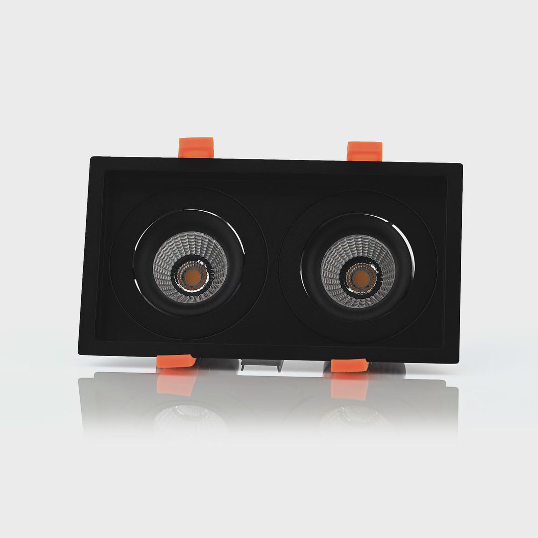 HCP-81291137 | HCP-81291147- Black Square Recessed Tilt 2 x 7.2w 24v DC Recessed LED Downlight