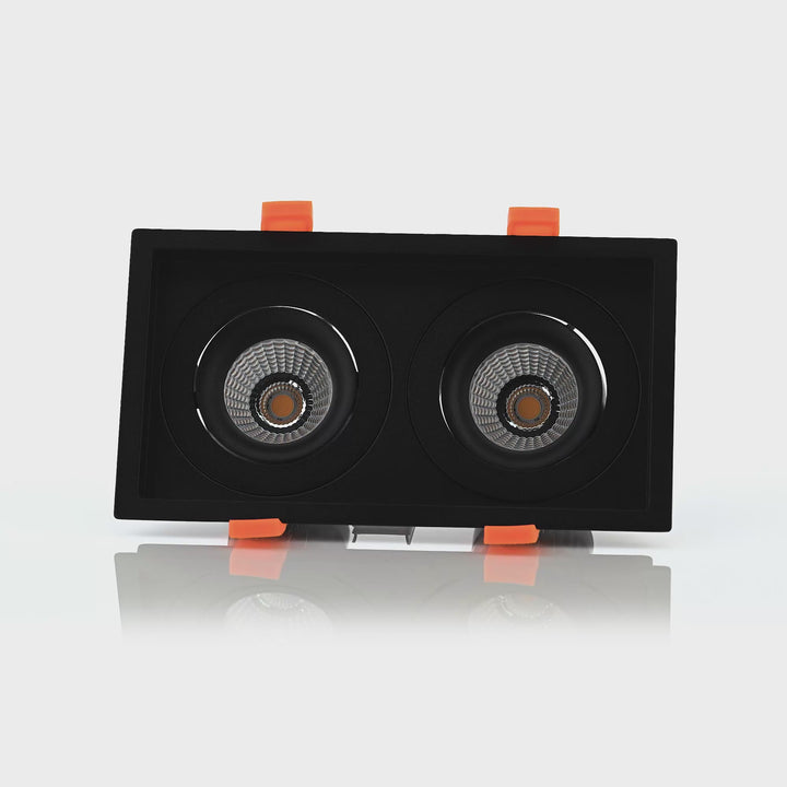 HCP-81291137 | HCP-81291147- Black Square Recessed Tilt 2 x 7.2w 24v DC Recessed LED Downlight