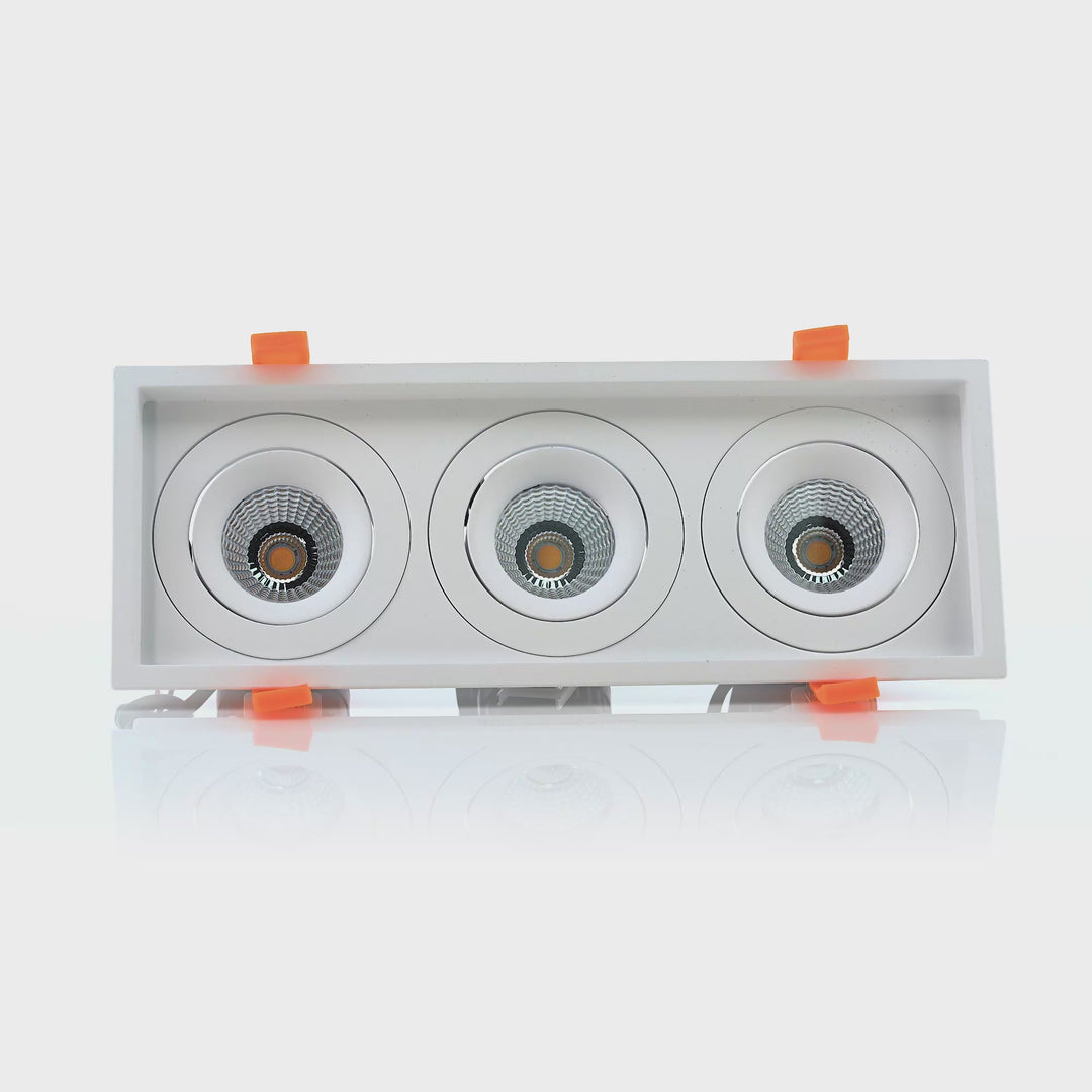 HCP-81391237 | HCP-81391247 - White Square Recessed Tilt 3 x 7.2w Recessed LED Downlight